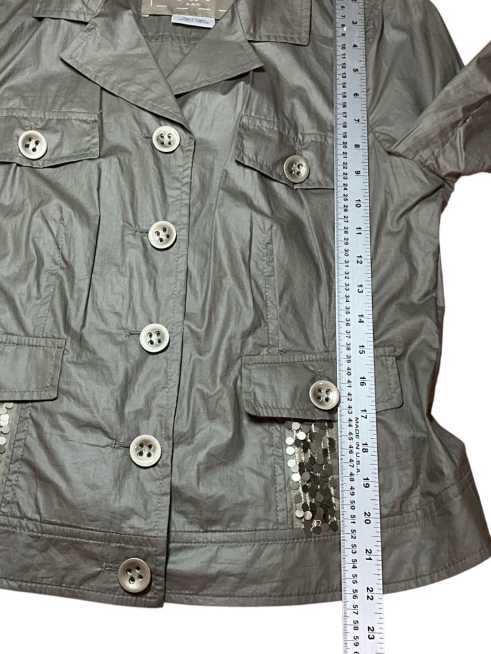 RIANI Cotton Blend Lightweight Unlined Spring Sequined Pockets Blazer US Sz 8 - Picture 7 of 11